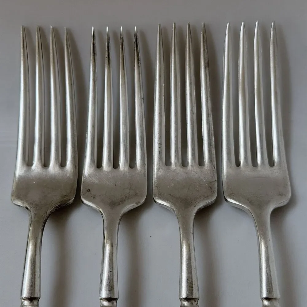 4pc 1847 Rogers Bros Ambassador Silverplate 1919 Dinner Forks 7 3/4” Solid Handl